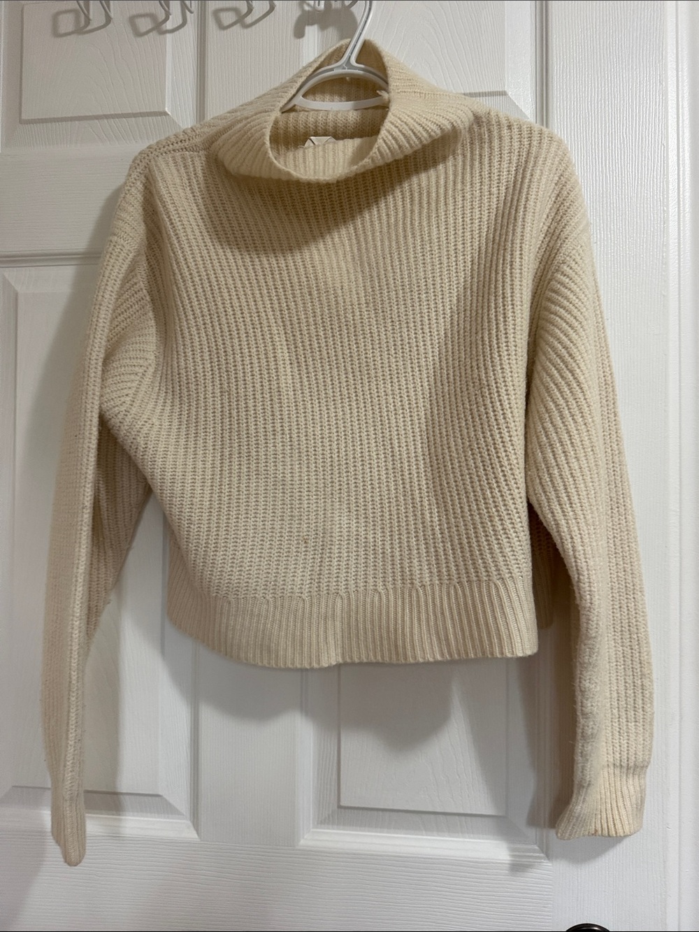 Wilfred Cream Ribbed Cowl-Neck Sweater